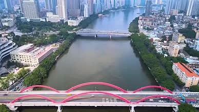 广州城市桥梁解放大桥交通车流越秀区建筑视频的预览图
